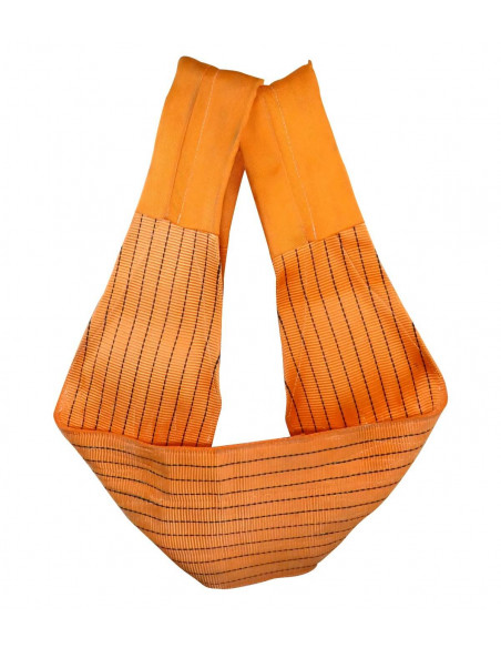 FIPCENTER-Élingue textile sangle plate de levage CMU 10 tonnes orange - 2 boucles-ELP10T