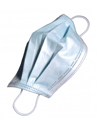 Lot De 50 Masques Jetables Bleus 3 Plis Avec Boucles D'Oreille - Marque Uline - Respirants